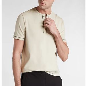 Piped Luxe Pique Short Sleeve Henley